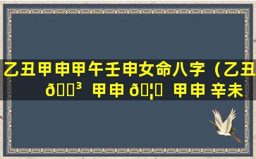 乙丑甲申甲午壬申女命八字（乙丑 🐳  甲申 🦅  甲申 辛未）